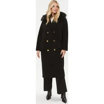 Dámský kabát Elisabetta Franchi Vlněný kabát CP-44D-36E2-008339 Černá Regular Fit 44