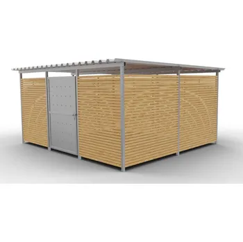 Popelnice HTI Přístřešek na 12 kol Bergen V Typ ukotvení: klasické (šrouby), Barva konstrukce: šedá komaxit (RAL 7016)