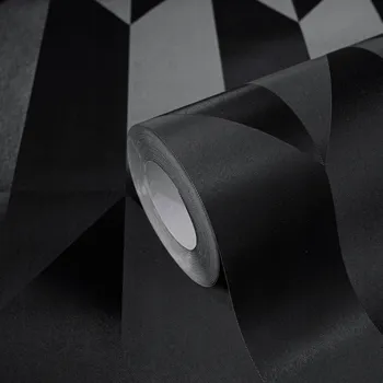 Tapeta Vinylová tapeta na vliesu, geometrický 3D vzor, lesklá černá