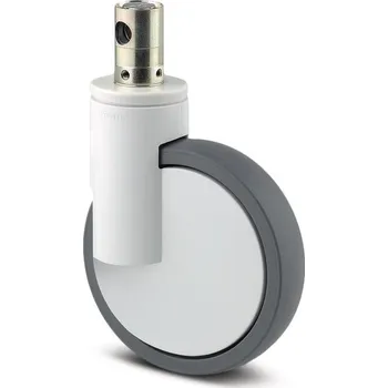 Pojezdové kolečko TENTE KOLEČKA Kolečko pro nemocniční lůžka 150mm, s brzdou, uchycení s pevným čepem, 1044UAP150R36-32 S30 D RAL9006 4xM6 BH188 strong
