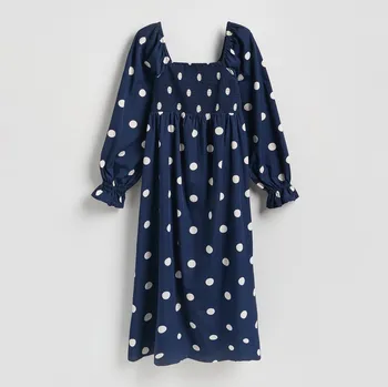 Dámské šaty Reserved - Bavlněné puntíkované šaty - tmavomodrá - 478IY-59X - 478IY-59X-XS