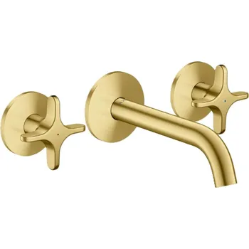 Vodovodní baterie Axor One - Umyvadlová baterie pod omítku, s výpustí, 3-otvorová instalace, EcoSmart, kartáčovaná mosaz 48130950