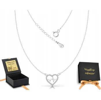 Náhrdelník Stříbrný dámský náhrdelník srdce s linií života EKG uvnitř stříbro 925 gravírování