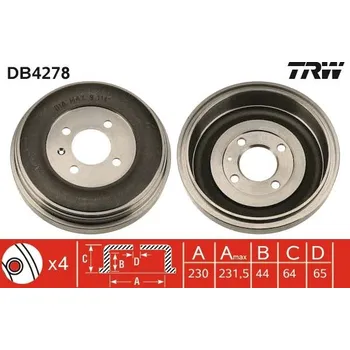 Brzdový buben Brzdový buben TRW DB4278