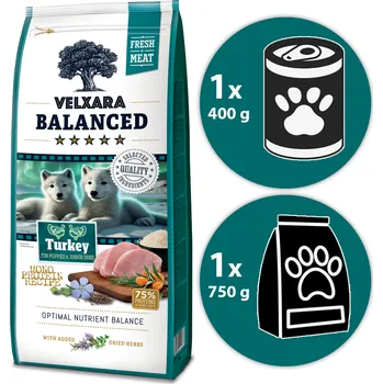 Krmivo pro psa Velxara Balanced Dog Puppy & Junior Turkey Mono & Rice 12 kg + DÁRKY VELXARA