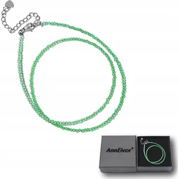 Náhrdelník Náhrdelník Choker Přírodní Kámen Zelený Křemen Korálky 2 mm Nastavitelný