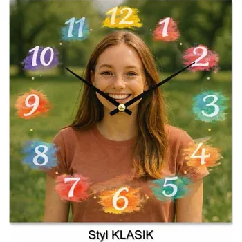 Hodiny Hodiny z vlastní fotografie – štětcové číslice - 20x20 cm / Plast / Karikatura