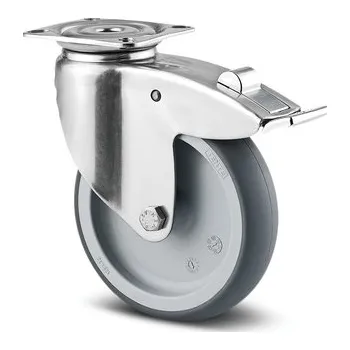 Pojezdové kolečko TENTE KOLEČKA Kolečko z nerezové oceli 100mm, s brzdou, plotýnka, 7477PJO100P50