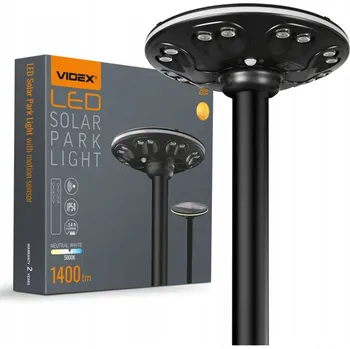 Venkovní osvětlení Parková solární lampa LED Videx IP54 5000K 1400lm s pohybovým senzorem + dálkové ovládání