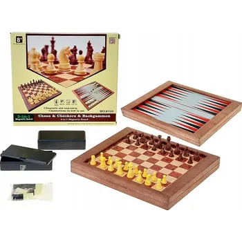 Desková hra Sada her 3v1, magnetické, šachy, vrhcáby, backgammon