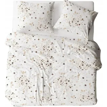 Povlečení Krepové povlečení 200x220 bílá krémová hnědá listy Bielawa KARO