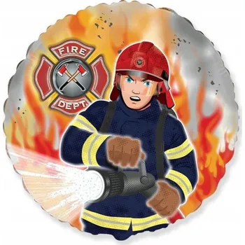 Balónek Fóliový balónek Flexmetal Hasič 46 cm, vícebarevný
