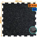 Gumová podlaha do posilovny SimpleJack PuzzlePro PP16 - 100 x 100 x 1,6 cm - šedá mozaika