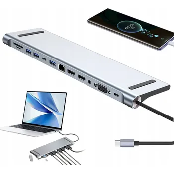 DOKOVACÍ STANICE / HUB ADAPTÉR pro notebook Type-C 12v1 HDMI 4K USB 3.0 VGA PD