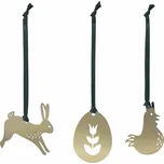 Pluto Design Velikonoční dekorace Easter Hangers Metal Gold – set 3 ks