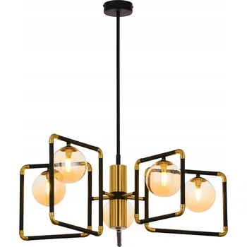 Velký lustr černý s jantarovými skleněnými koulemi LED IBRA 1984J