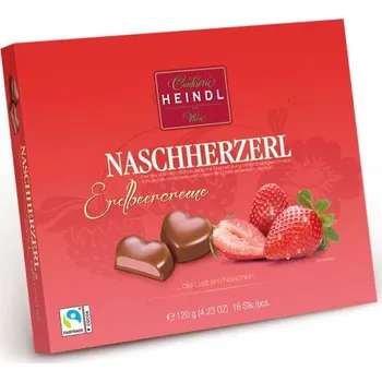 Bonboniéra HEINDL Bonboniéra Jahodová srdíčka v mléčné čokoládě 120g