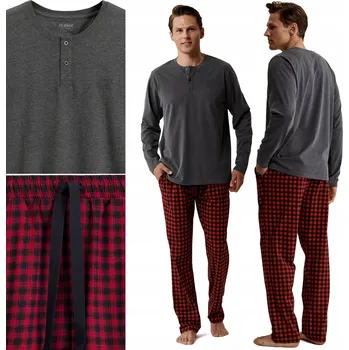 PÁNSKÉ PYŽAMO Atlantic NMP-397 Bavlněné Pyžamo Dlouhý Rukáv - M