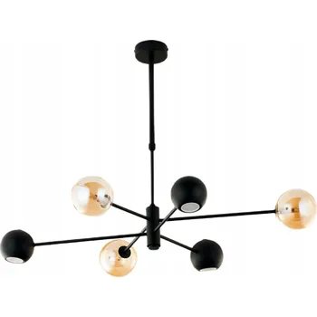 Lustr MOKA Černý Jantarové Skleněné Stínidla 3xG9 3xGU10 Závěsné Světlo