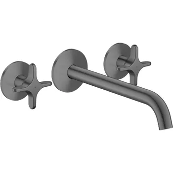 Vodovodní baterie Axor One - Umyvadlová baterie pod omítku, s výpustí, 3-otvorová instalace, EcoSmart, kartáčovaný černý chrom 48140340