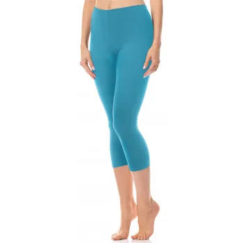 Dámské legíny Dámské legíny 3/4 capri legíny dámské bavlna AN60-101 Tmavě tyrkysová S
