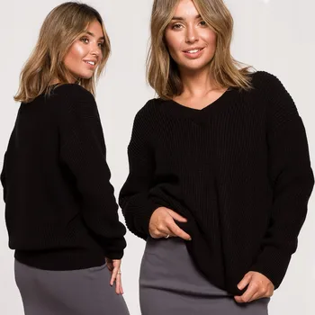 Dámský svetr BeWear dámský svetr černý volný k bokům velikost L/XL