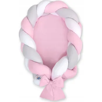 Hnízdečko pro miminko Hnízdečko pro miminko pletené 2 v 1 - bílo - šedo - růžové My Sweet Baby