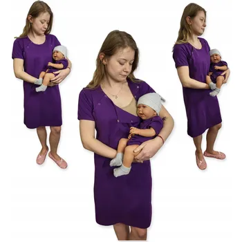 Dámská noční košile KOŠILE KE NA KOJENÍ NOČNÍ KRÁTKÝ RUKÁV ROZEPÍNACÍ vel XS + BODY 62 FIALOVÁ