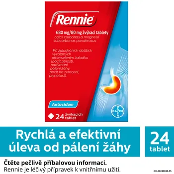 Lék proti pálení žáhy Rennie 24 žvýkacích tablet
