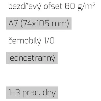 Leták A7 1/0 bezdřevý ofset 80 g/m2 LT-A7-1/0-80-BO Nižší cena pro více kusů!