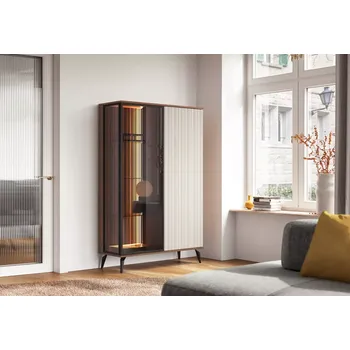 Knihovna Vitrína Vici WT103 - ořech + kašmír