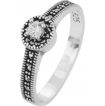 Prsten Elegantní stříbrný Prstýnek ryzost 925 s markazity a kubickými zirkony | vel. 18