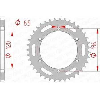 Nářadí na motocykly Ozubení zadní ocelové Afam 12304 39z velikost 520