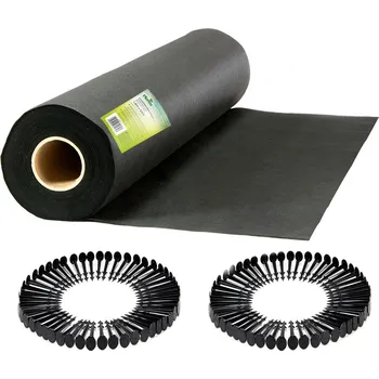 Krycí plachta Plonos 490700 Zahradní agrotextilie 1,6 x 50 m 90 g/m² + 100 kolíků, černá