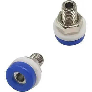 Elektronická součástka Zdířka s matičkou pro banánkové konektory 2mm - modrá