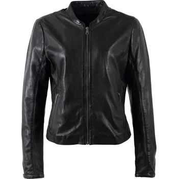 Dámská větrovka Elegantní dámská černá kožená bunda MWXuena Velikost L