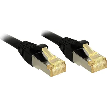 Datový kabel LINDY 47312 RJ45 síťové kabely, propojovací kabely CAT 6a (surový kabel CAT 7) S/FTP 7.50 m černá s ochranou 1 ks
