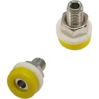 Elektronická součástka Zdířka s matičkou pro banánkové konektory 2mm - žlutá