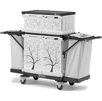 Koš na prádlo TTS Italy Vozík na čisté a špinavé prádlo Magic Art 27S Barva: kapok, Vybavení: 1ks police a 2ks zásuvka 10l