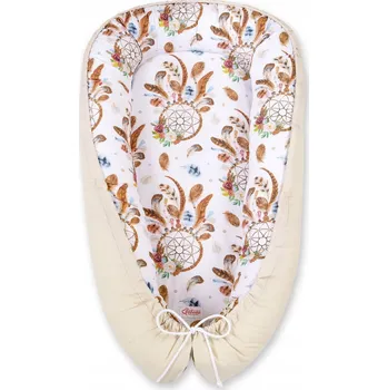 Hnízdečko pro miminko Oboustranné hnízdečko pro miminko, ohrádka zavinovačka Premium BOBONO - lapače snů bílá