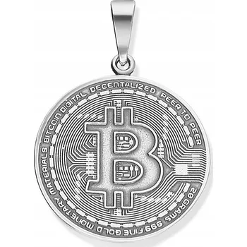 Přívěsek Velký stříbrný přívěsek BITCOIN STŘÍBRO 925