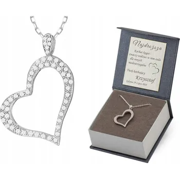 Přívěsek STŘÍBRNÁ SOUPRAVA ryzost 925 Řetízek 42 cm a Přívěsek Srdce Zirkony + GRAVÍROVÁNÍ