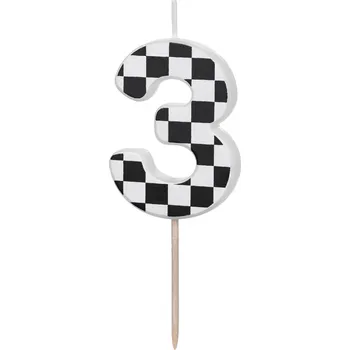 Dortová svíčka Svíčka na dort číslo 3 kostkovaná 5,5 cm mix