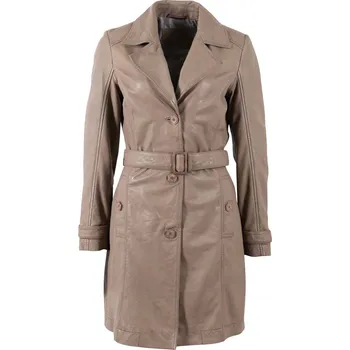 Dámský kabát Dámský kožený kabát MWXeoniz v barvě šedobéžové Velikost L