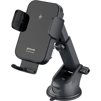 Proove - držák do auta s bezdrátovým nabíjením Triple Clamp (WHTC15010001) - do mřížky ventilace, automatická ramena, 15W, 4,0"–6,9", černý