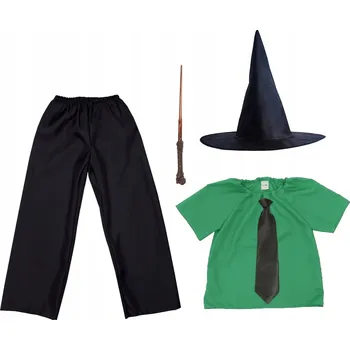 Karnevalový kostým KOSTÝM ZMIJOZEL (SLYTHERIN) SADA HARRY POTTER KOSTÝM KOUZELNÍK HALLOWEEN 98-110 5 dílů