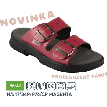 Dámská zdravotní obuv Santé N/517/34P/P76/CP dámské zdravotní pantofle magenta Barva: Červená, Velikost: 40, Stélka: Anatomicky tvarovaná