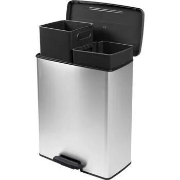 Odpadkový koš Curver Deco bin slim 254619 odpadkový koš, 52 l, (š x v x h) 486 x 615 x 284 mm, stříbrná, černá, 1 ks