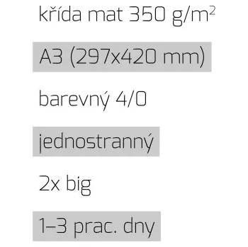 Leták 2xbig A3 4/0 křída mat 350 g/m2 LT-A3-4/0-350-K-2xBig Nižší cena pro více kusů!
