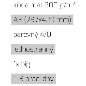 Leták 1xbig A3 4/0 křída mat 300 g/m2 LT-A3-4/0-300-K-1xBig Nižší cena pro více kusů!